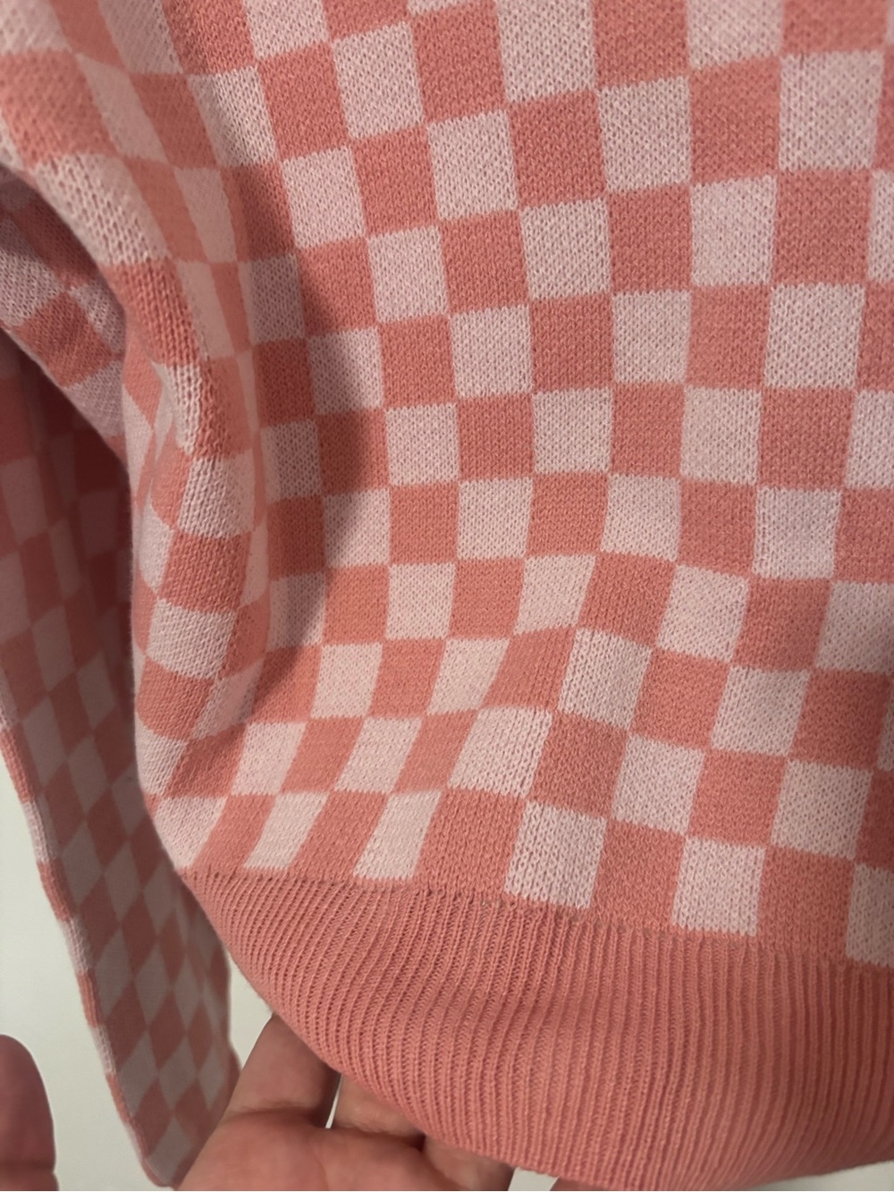 LCW casual pink checkered relaxed fit cropped cardigan - Picture 10 of 10